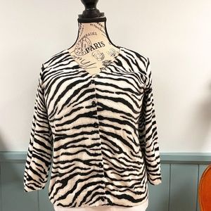 Zebra Print Cardigan Lg